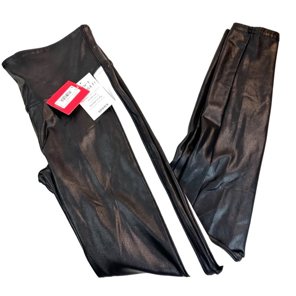 SPANX Women’s Faux Leather Stripe Leggings Size: S Color: Black/White NWT. - Picture 5 of 16